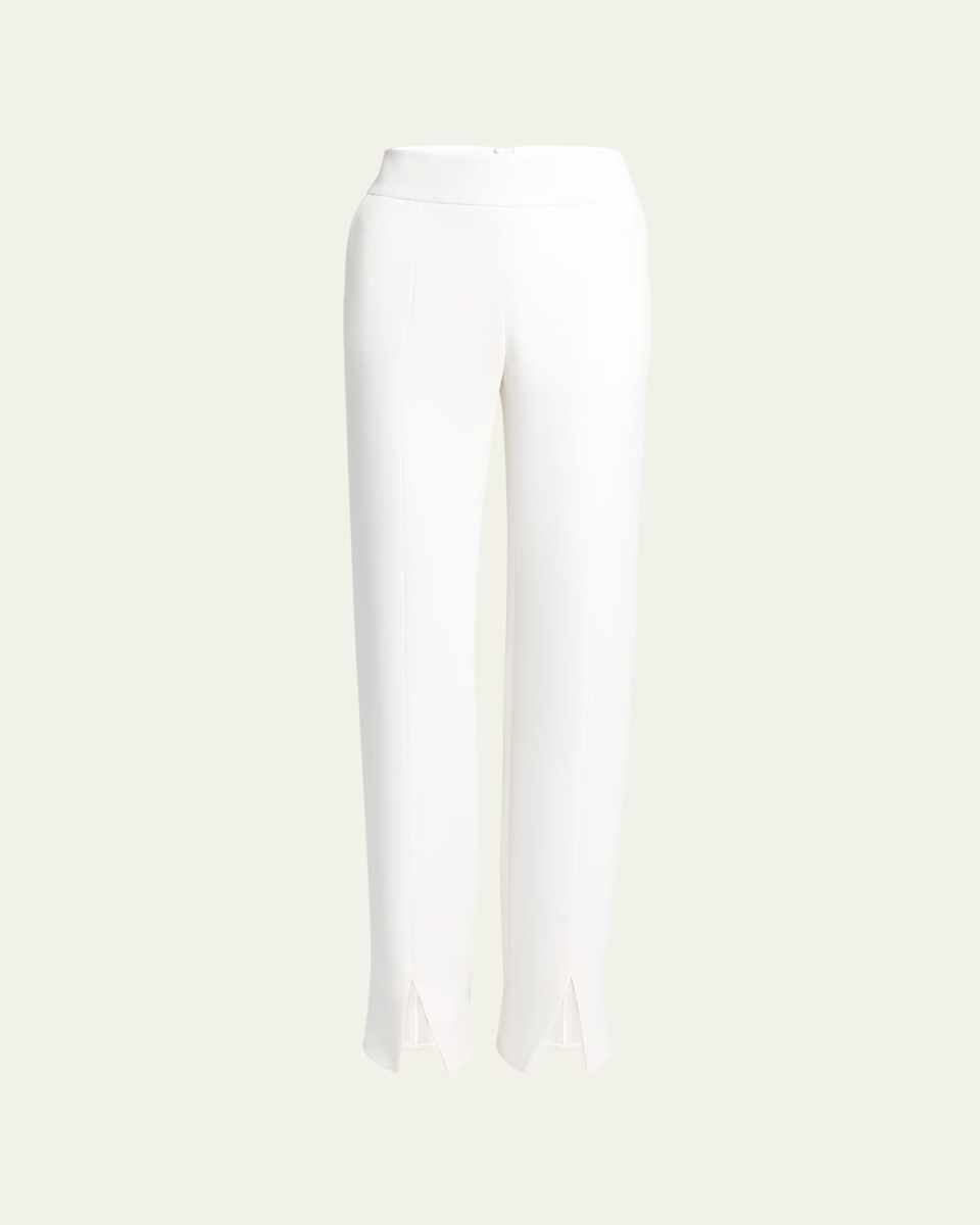 Split Front Straight-Leg Silk Trousers